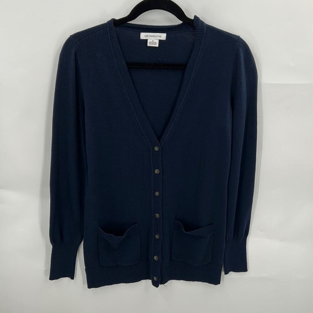 Liz Claiborne Women's Navy Blue Cardigan Sweater Size Small